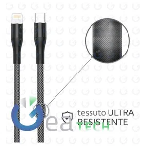 ROVI SPORT CAVO DI RICARICA SA41 DA TYPE-C A LIGHTNING 1M 3A IN NYLON NERO - Picture 1 of 1