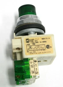 SQUARE D 9001 Illuminated Momentary Pushbutton Green LED Pilot Light 120 AC 30mm - Picture 1 of 7