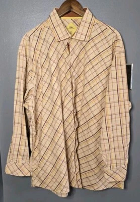 Camisa de vestir Steven Land para hombre 18-18,5 2XL amarillo marrón puño a cuadros 34/35 Foto 1 de 4