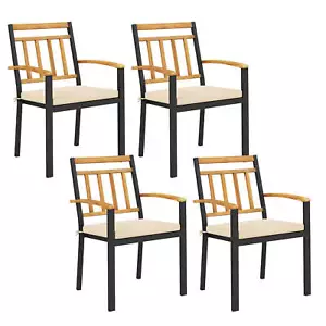 Patio Dining Chairs Set of 4 Metal Outdoor Chairs w/ Removable Padded Cushions - Picture 1 of 9