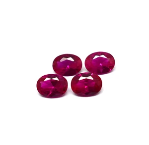 2-5 Carat Faceted Oval Cut Burmese Red Ruby Gemstone 4 Pcs Lot Natural Ruby - Picture 1 of 8