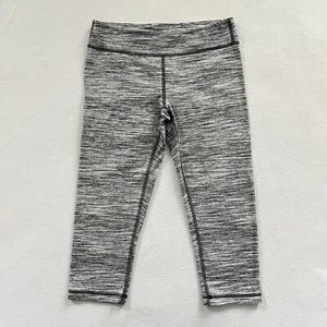 Ivivva By Lululemon Girl Gray Black Space Dye Rhythmic Crop Legging Youth 14 - Picture 1 of 6