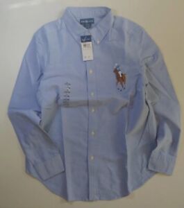 NWT Polo Ralph Lauren Boys Big Pony Oxford Shirt Large 14-16 Blue Junior