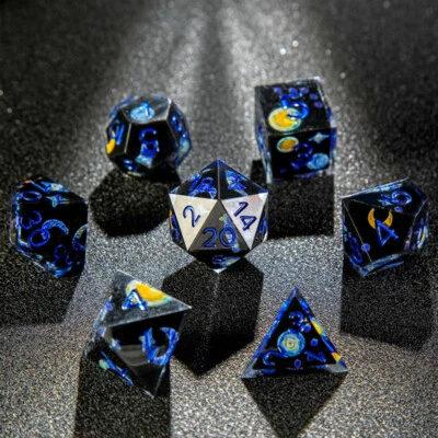 Resin Polyhedral 7-Die Dice Set for Table Games RPG Dice Gaming D&D Resin Dice  - Image 1 of 3