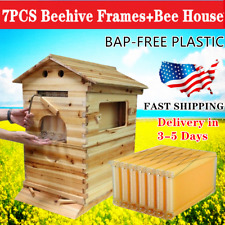 7 Pcs Upgraded Honey Hive Beehive Frames + Beekeeping Brood Cedarwood Box Newest