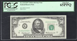 FR. 2115-K* 1969-A $50 *STAR* FEDERAL RESERVE NOTE DALLAS, TX PCGS GEM UNC-65PPQ - Picture 1 of 2