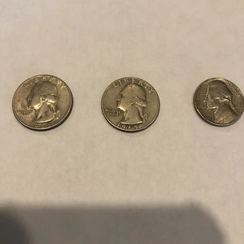 1965  1966 Quarter No Mint Mark And 1963 Nickel No Mint Mark Cover