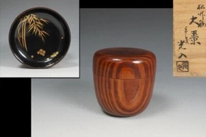 Tea Ceremony Matcha Japan Antique Heian Kōnyū Pine Bamboo Plum Large Natsume - Picture 1 of 2