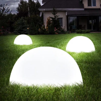 Solarlampe Außenleuchte Kugelleuchte weiß LED Garten Deko Halbkugel 3er Set - Bild 1 von 4