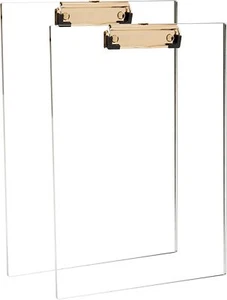 Clear Acrylic Clipboard with Gold Clip, Set 2-Pieces, Fits 9x12 inch - Letter... - Picture 1 of 7