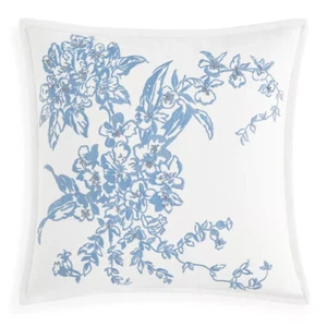 RALPH LAUREN HOME BERNADINE BLUE FLORAL EMBROIDERED THROW PILLOW 18x18" NEW - Picture 1 of 1