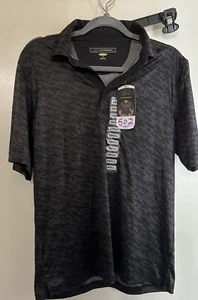 Greg Norman Men’s Sz: S Play Dry Black Polo Style Golf Shirt NWT Shark Pattern - Picture 1 of 4