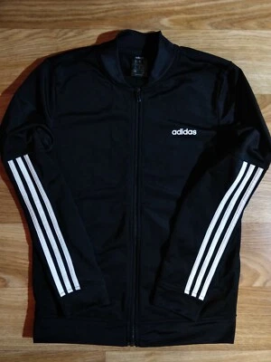 Adidas Womens Tracksuit Top Jacket Sweatshirt Black White Stripes - Image 1 of 4