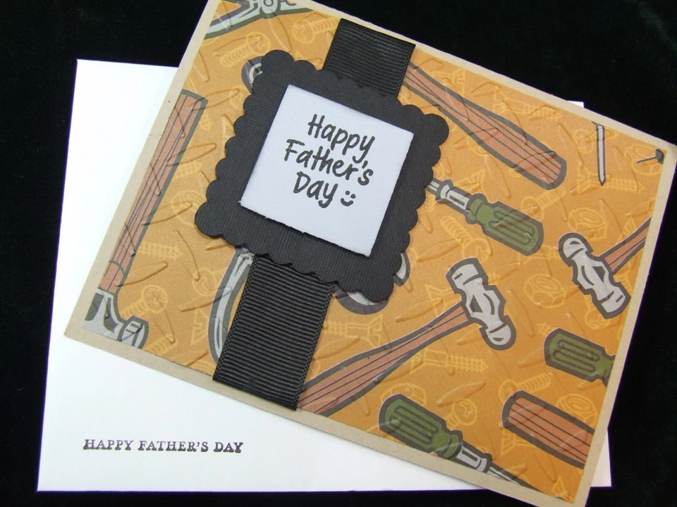 Hecho a mano ~ DÍA DEL PADRE ~ Tarjeta de papá HERRAMIENTAS MASCULINAS GRABADAS 6 Capas 3D Especial Foto 1 de 1
