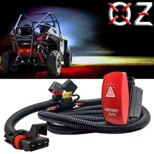 Emergency Light On/Off Red Rocker Switch Pulse Power Busbar Plug Harness RZR - Picture 1 of 5