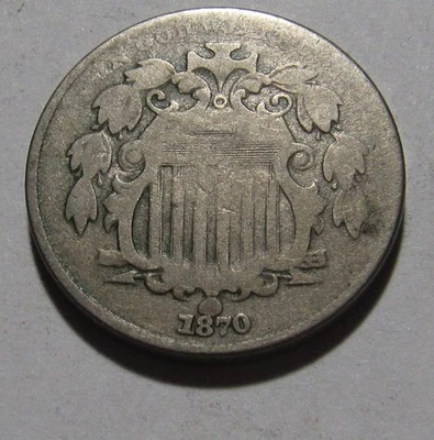 1870 Shield Nickel - Good to Very Good Condition - MM65 - Image 1 of 2
