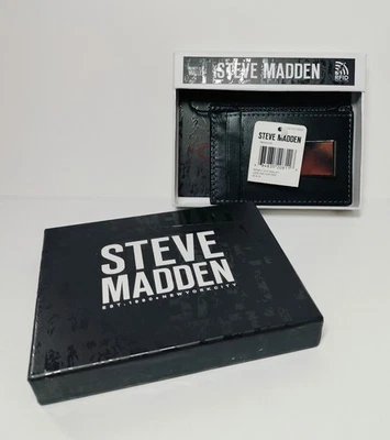 Steve Madden Genuine Leather Men's Money Clip Card Holder RFID Wallet BNWT - Image 1 of 4