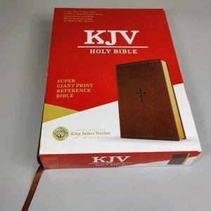KJV Bible Large Super Giant Print Brown Leather-Touch Cover King James Version - Picture 1 of 24