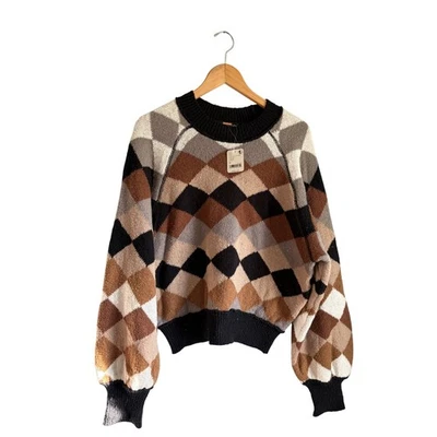 Suéter Free People Mountain View Combo Argyle Para Mujer Talla M Acogedor Tejido Foto 1 de 4