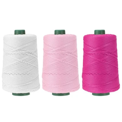 3 Pcs Polyester Macrame Cord, 3mm x 219 Yards - (White/Light Pink/Rose Red) - Image 1 of 4