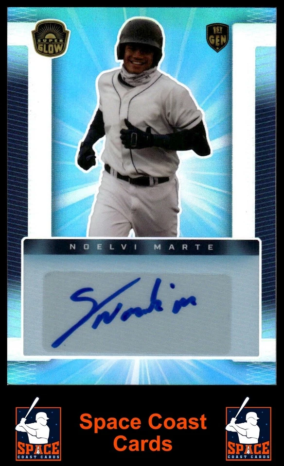 2021 Super Glow Sports Noelvi Marte Autograph Blue Glow #/150 - Image 1 of 2