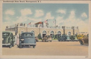 Scarborough State Park Narragansett RI 1940s Autos 1949 postcard MQ8 - Picture 1 of 2
