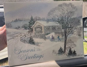 Vintage 8 Tischsets Winterszene Aquarell Kunstwerk Robert Laessig - Bild 1 von 2