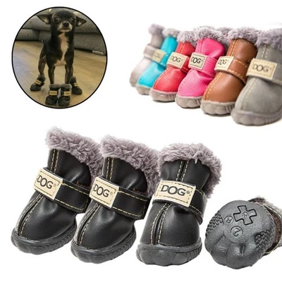 4Pcs/Set Waterproof Pet Snow Boots Soft Dog Rainshoes Winter Pet Dog Shoes - Image 1 of 4