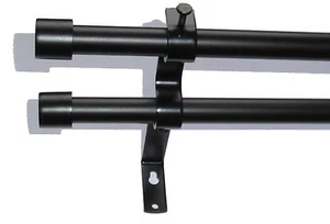 Doppelte Vorhangstange komplett Metall schwarz - Design "Capo2" 100 bis 600 cm - Bild 1 von 1