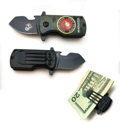 Navaja de bolsillo US Marines clip para dinero abridor de botellas logotipo USMC regalo en caja Foto 1 de 3