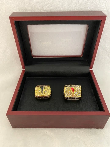 2 Pcs Atlanta Falcons NFC Championship Ring W Box, US SHIP 2016/1998 Cover