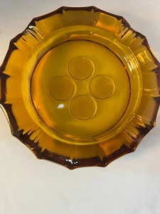 VTG Ashtray Amber Glass Coin Design Fostoria - Picture 1 of 4