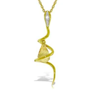 "Collar colgante de diamantes de citrino natural colgante de oro amarillo de 14 K de 2,28 quilates de 14"" - 24" - Imagen 1 de 5