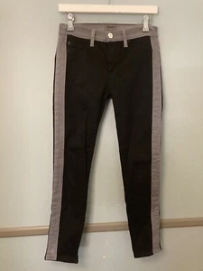 Jeans Hudson donna 27 LeeLoo super skinny crop denim neri made in usa a righe - Foto 1 di 6
