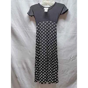 Vtg NY Bonnie Jean Black Maxi White Floral Dress 8 Made in USA - Picture 1 of 4