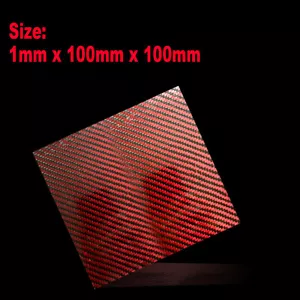 1x Matt Schwarz Rot Echt Kohlefaser Plain Panel Platte 100mm X100mm X1mm Drohne - Bild 1 von 1