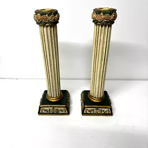 Vintage Italian Column Candle Holder With Rose Detail - Picture 1 of 13