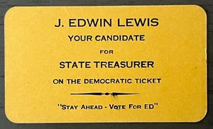 1966 Delaware Election Political Handout Democratic Party J. Edwin Lewis - Picture 1 of 3