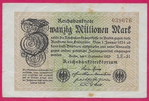 GERMANY WEIMAR 20 MILLIONEN MARK 1923 #039676 UNIFACE - Picture 1 of 2