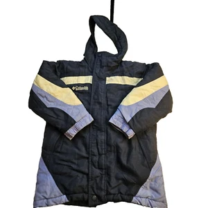 Columbia Kid's Blue White Hooded Ski Jacket Size 7/8 - Picture 1 of 5
