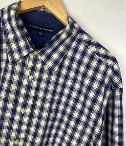 CAMISA A CUADROS TOMMY HILFIGER Talla XL (se ajusta como 2XL) Hombre Manga Corta Azul - Imagen 1 de 5
