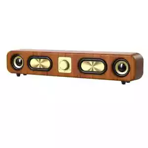 Wireless Dual Portable Speakers, Enhanced Bass, Rechargeable Battery, Wood Grain - Picture 1 of 10