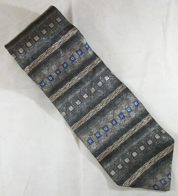 Corbata de cuello de seda a rayas verdes y grises Croft & Barrow 58" de largo x 4" de ancho (E913) Foto 1 de 3