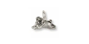 Pug Jewelry Sterling Silver Handmade Dog Charm PG29-C - Picture 1 of 1