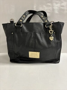 Juicy Couture Black Leather Purse Handbag With Gold plate key chain No Straps - Picture 1 of 15