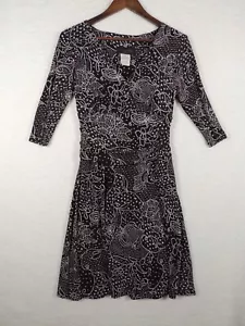 Connected Petite Kleid braun weiß Punkte Print Größe 6P Strick Party Business - Bild 1 von 5