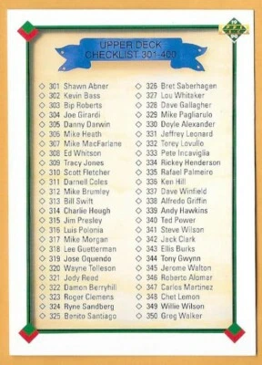 CHECKLIST 301-400 #400 - UPPER DECK NM-MT 1990 - Image 1 of 2