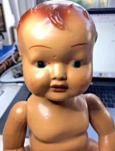 White 380 mm or 14" jointed doll with closed mouth painted eyes, impress hair. - Picture 1 of 13