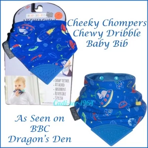 Cheeky Chompers Neckerchew Rockets Bandana Chewy Teething Dribble Bib NEW Blue - Picture 1 of 12