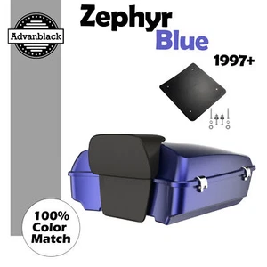 Advanblack Zyphyr Blue Rushmore Chopped Tour Pack Pak Fits 97+ Harley/Softail - Picture 1 of 13